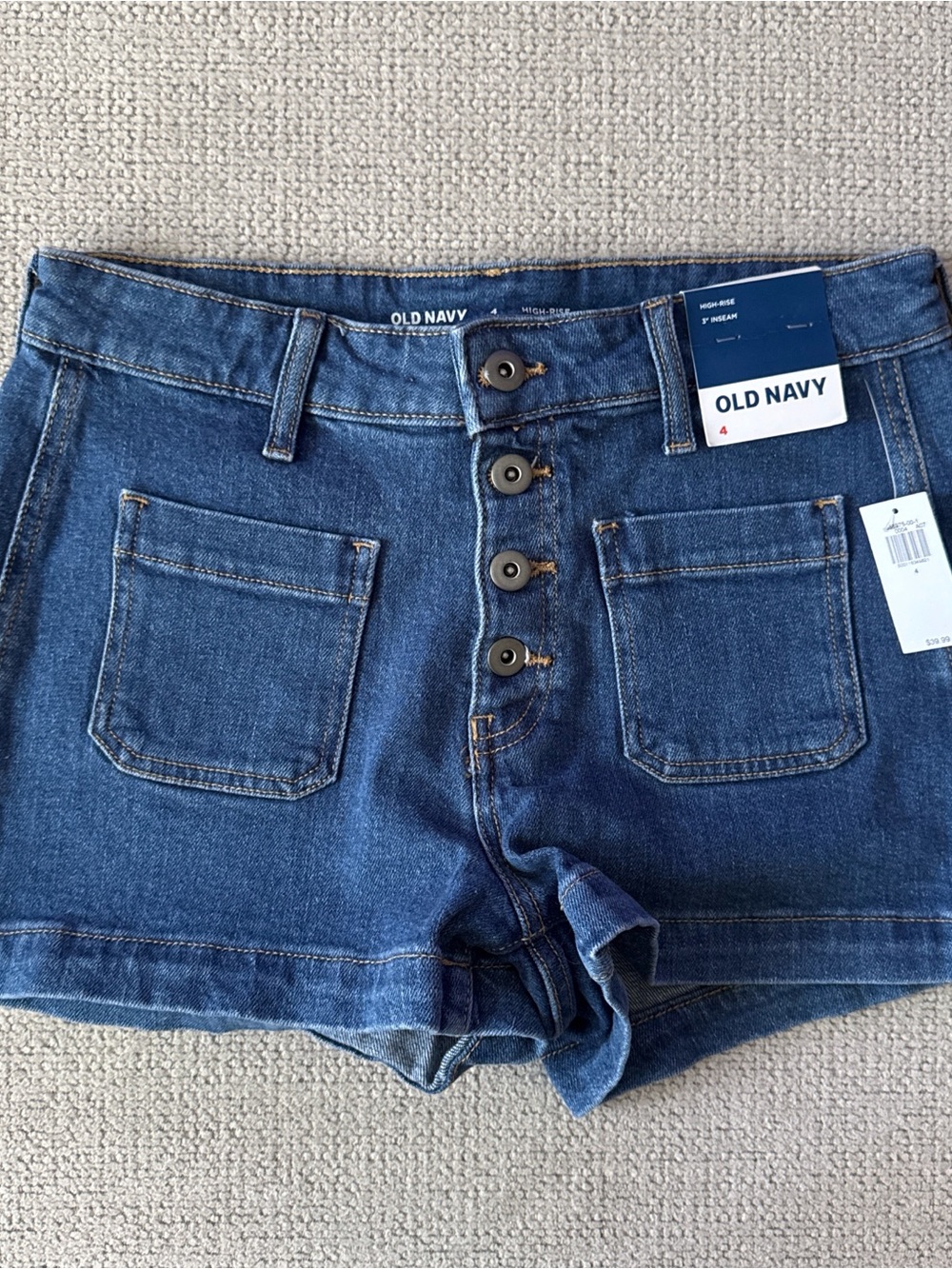 Old Navy Dark Blue Button-Fly Denim Shorts